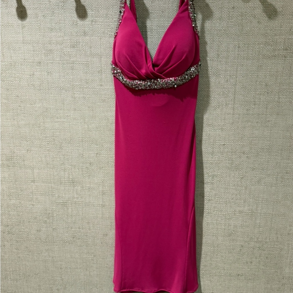Pink Halter Dress with Embellished Details